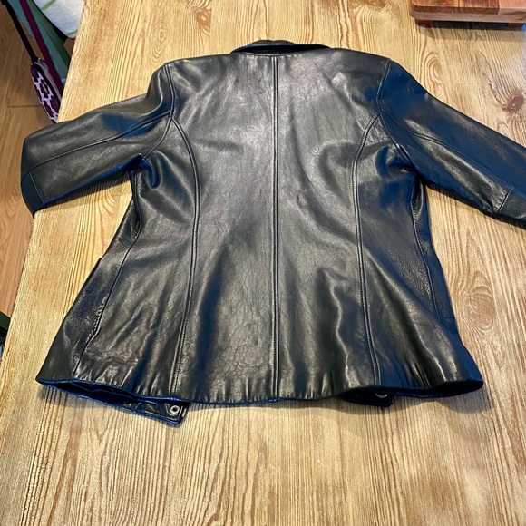 BLACK LEATHER JACKET BUTTERY SOFT COAT SLIM FIT JACKET SIZE MEDIUM ZIP UP - Picture 9 of 16